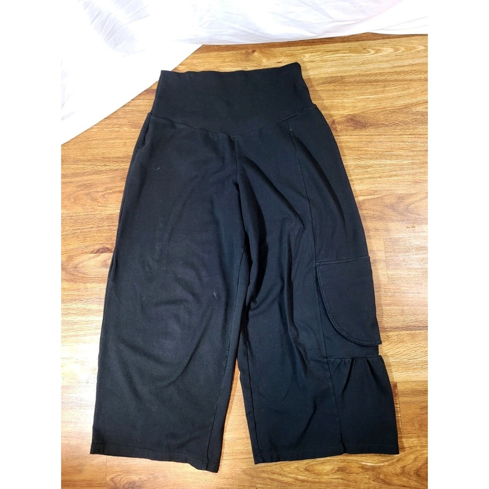 Noblu Size Small USA Black Cropped Lagenlook Pull On Pants